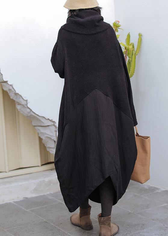 Black Sweater Wardrobes Upcycle High Neck Asymmetric Hipster Knitwear