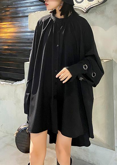 Chic black blouses for women stand collar asymmetric Plus Size Clothing blouses