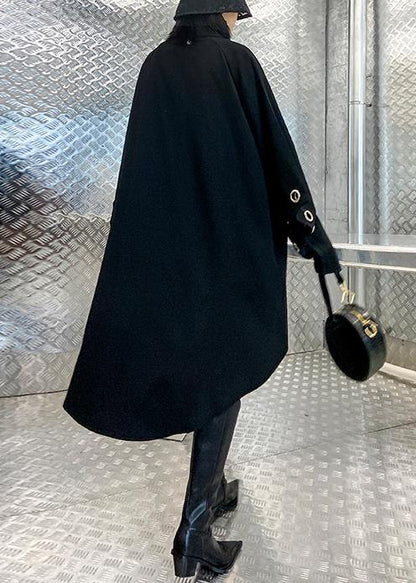 Chic black blouses for women stand collar asymmetric Plus Size Clothing blouses
