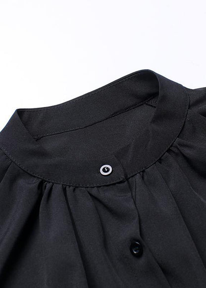 Chic black blouses for women stand collar asymmetric Plus Size Clothing blouses