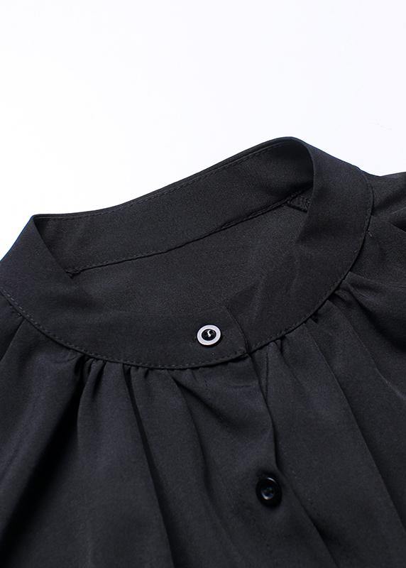 Black Blouses for Stand Collar Asymmetric Clothing Blouses