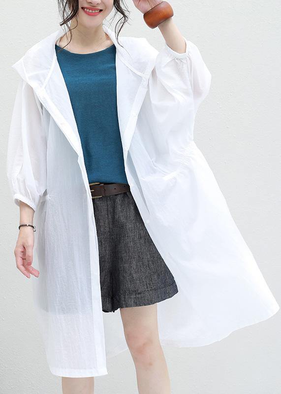 Blue Cotton Outwear for Hooded Tunic Summer Cardigan