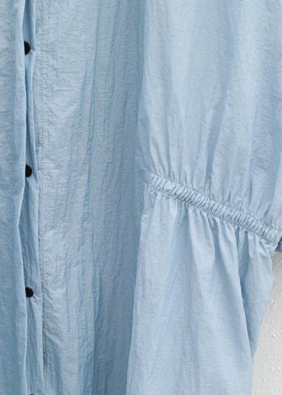 Blue Cotton Outwear for Hooded Tunic Summer Cardigan
