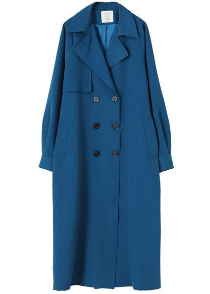 Blue Coat for Woman Tutorials Notched Tie Waist Outwears