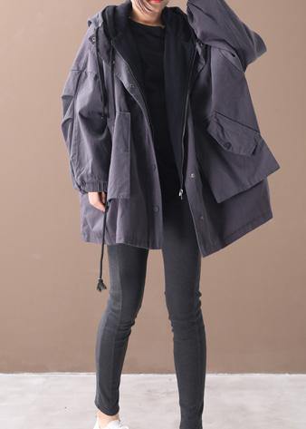 Dark Gray Fine Outwear Inspiration Hooded False Two Pieces Jackets