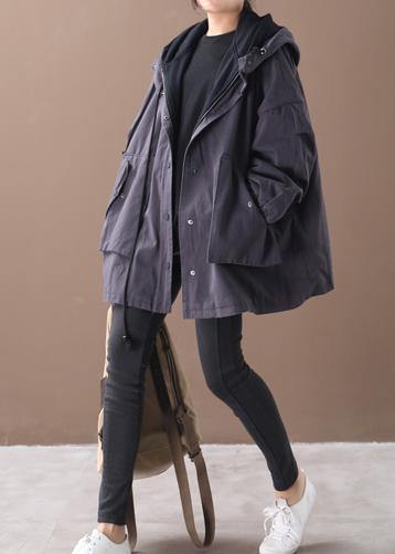 Dark Gray Fine Outwear Inspiration Hooded False Two Pieces Jackets