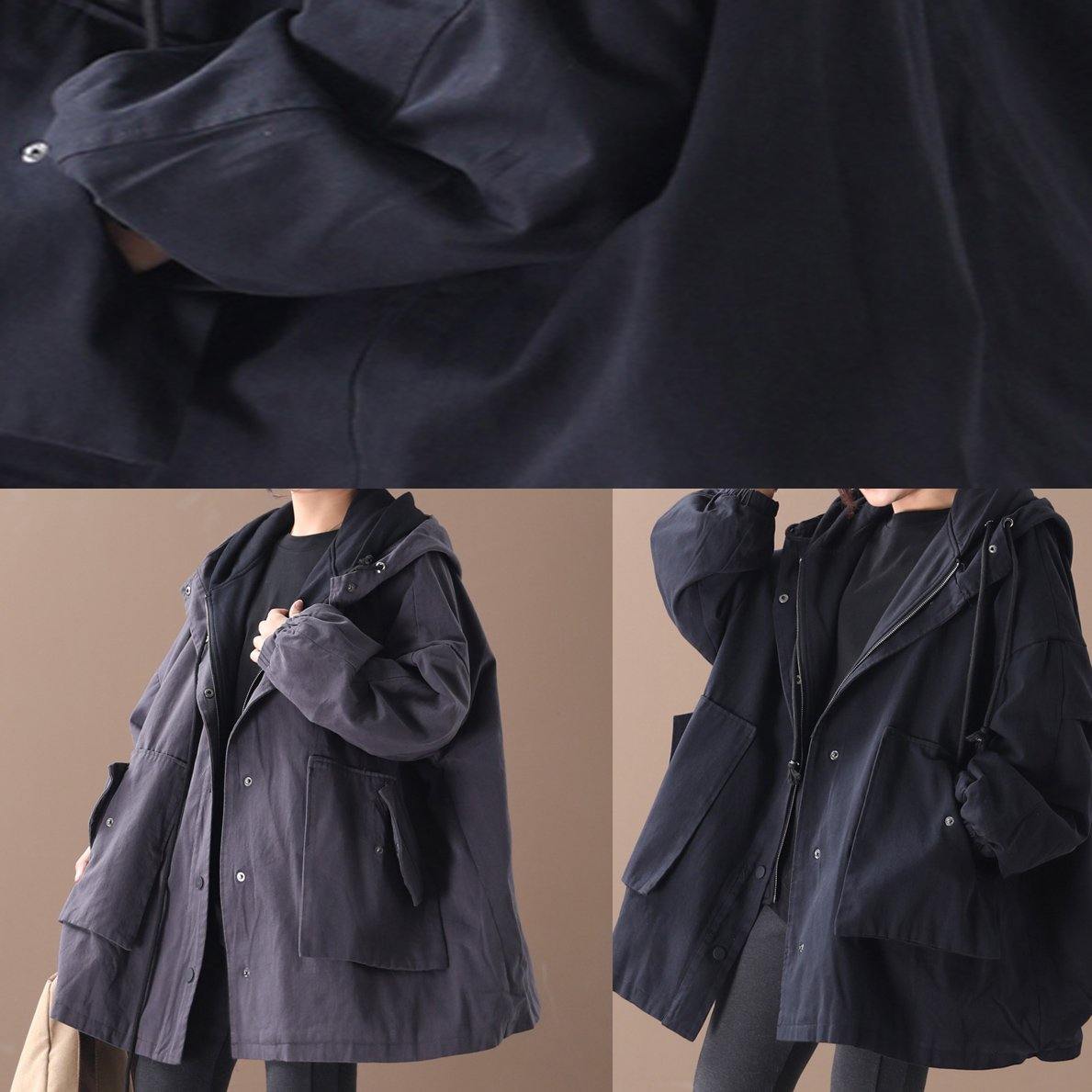 Dark Gray Fine Outwear Inspiration Hooded False Two Pieces Jackets