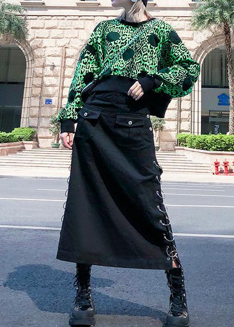 Green Prints Cotton Clothes Long Sleeve O Neck Shirts