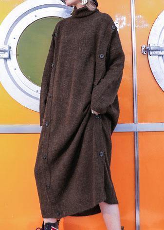 High Neck Sweater Knit Top Pattern Chocolate Baggy Knit Dress Fall