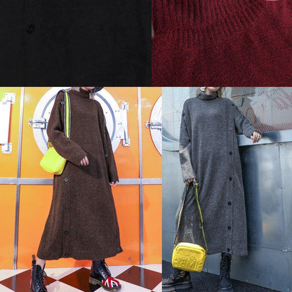 High Neck Sweater Knit Top Pattern Chocolate Baggy Knit Dress Fall