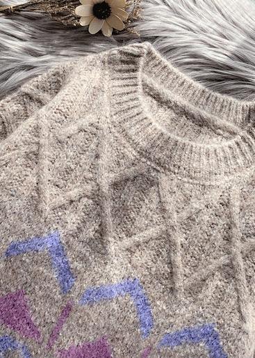 Khaki Striped Sweater Wardrobes Design O Neck Baggy Knitted Dress