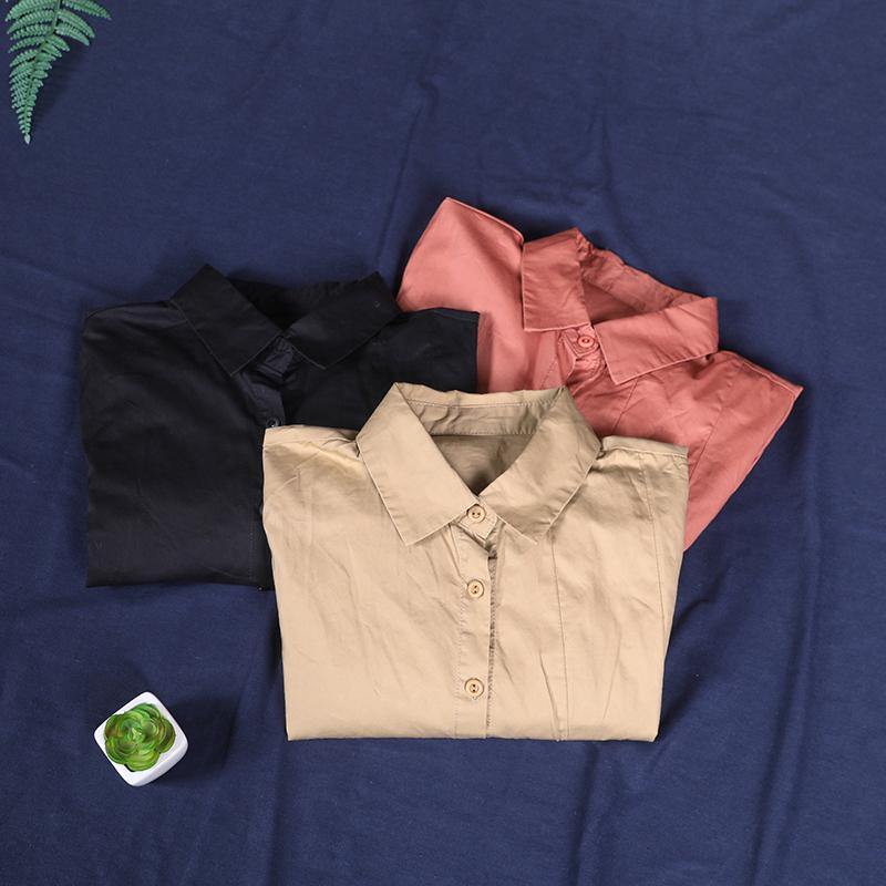 Chic lapel large hem fall shirts women Work Outfits black tops