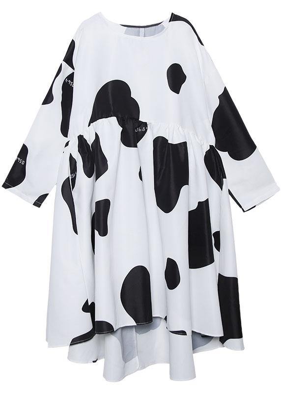 Low High Design Cotton High Waist Tunics Sleeve Black Cotton Robes Dresses