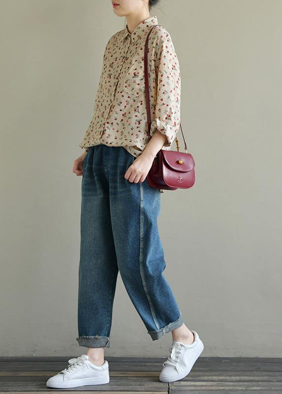 Nude Print Chiffon Clothes Lapel Long Sleeve Summer Top