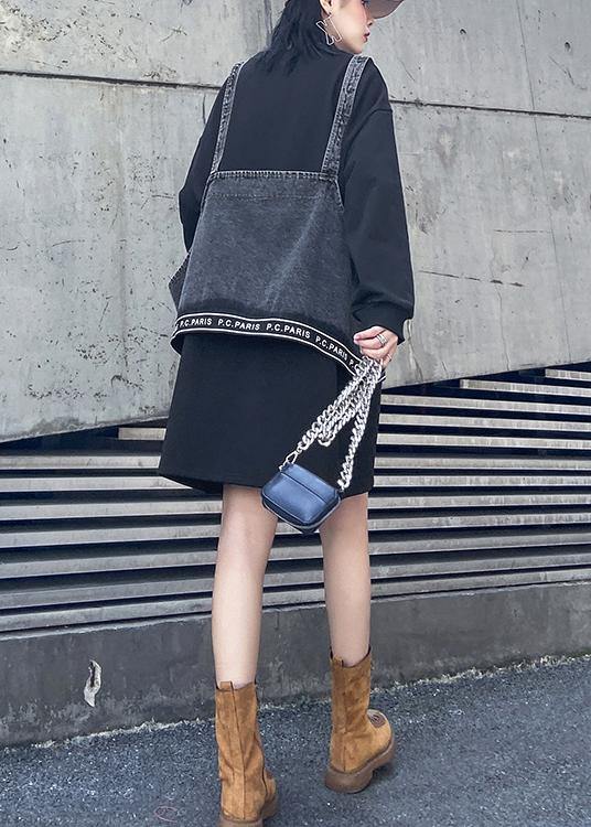 O Neck Letter Dresses Work Outfits Black Two Pieces Dresses