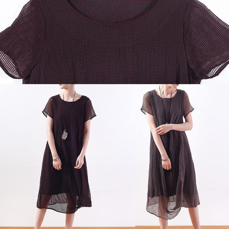 O Neck Asymmetric Silk Linen Clothes for Korea Work Outfits Gray Maxi Dresses Summer