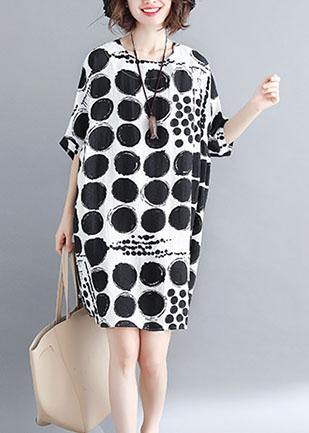 O Neck Linen Quilting Dresses Tunic Tops Black Plaid Dresses Summer