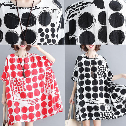O Neck Linen Quilting Dresses Tunic Tops Black Plaid Dresses Summer