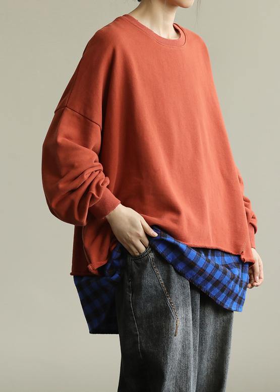 Orange Clothes for O Neck False Two Pieces Tunic Shirt