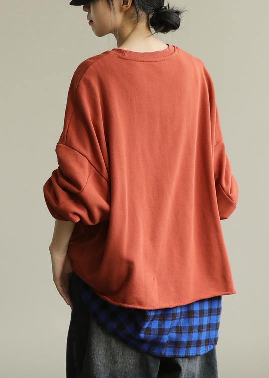 Orange Clothes for O Neck False Two Pieces Tunic Shirt