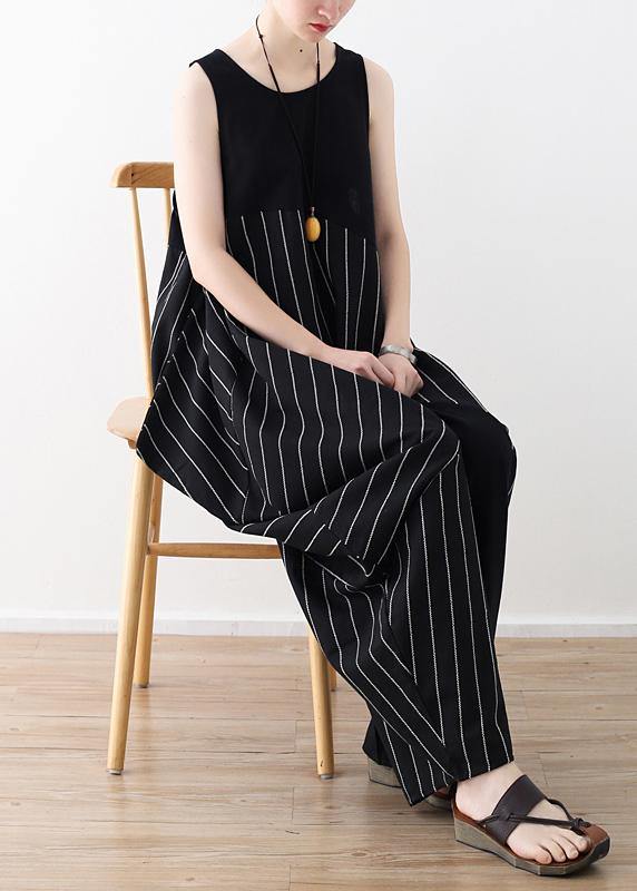 Trousers Oversized Black Striped Wardrobes Sleeveless Asymmetric Jumpsuit Pants