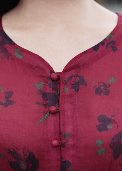 V Neck Patchwork Spring Dresses Design Red Print Dresses