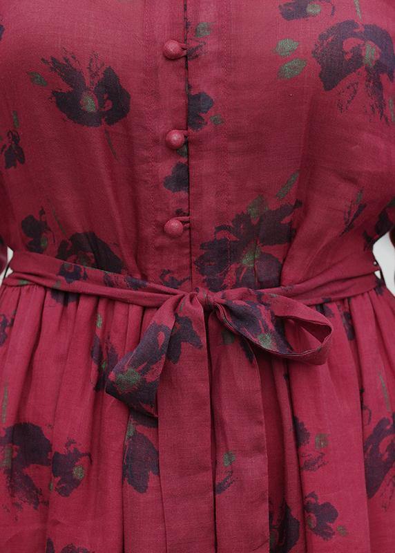 V Neck Patchwork Spring Dresses Design Red Print Dresses