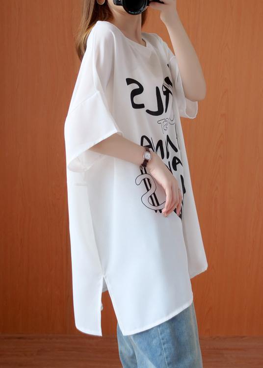 White Letter Clothes O Neck Oversized Summer Tops
