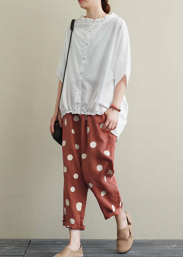 White Cotton Top Silhouette Ruffled Knee Summer Top