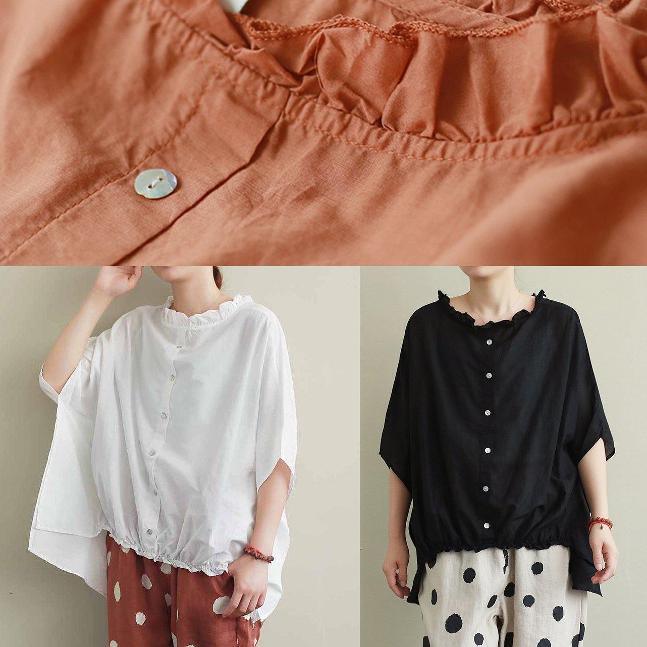 White Cotton Top Silhouette Ruffled Knee Summer Top