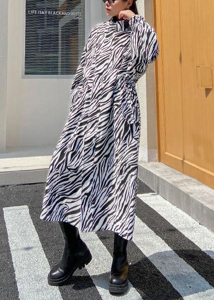 White Striped Fine Clothes for Outfits Stand Collar Pockets Outwear