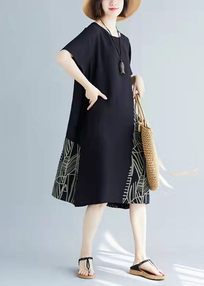 White Cotton Clothes Linen Patchwork Traveling Summer Dress