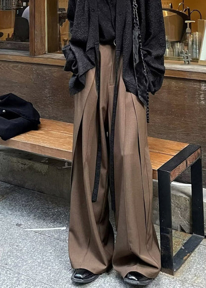 Chinese Style Black High Wais Patchwork Pants