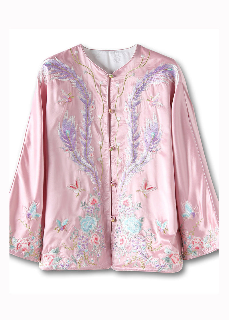Chinese Style Green Print Patchwork Silk Coat Fall