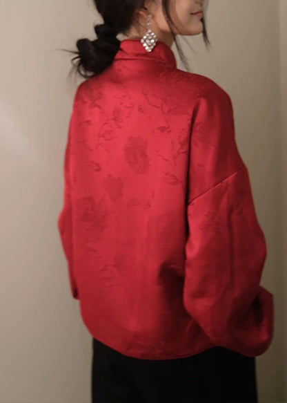 Chinese Style Wear on Both Sides Fine Cotton Filled Silk Velvet Coat Winter