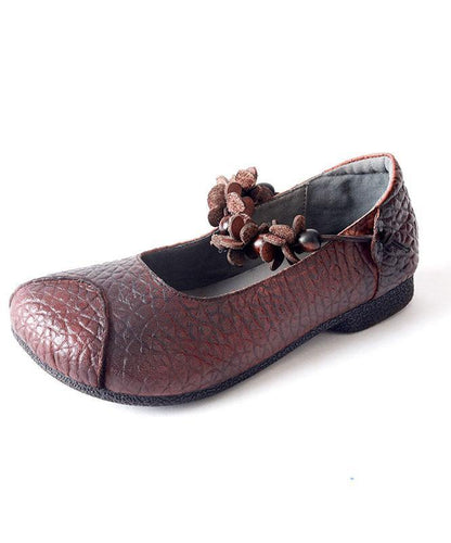 Chocolate Cowhide Leather Buckle Strap Loafers for
