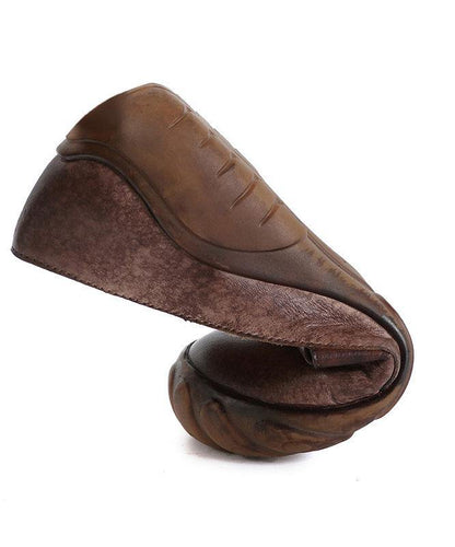 Chocolate Genuine Leather Flats Flat Feet Shoes