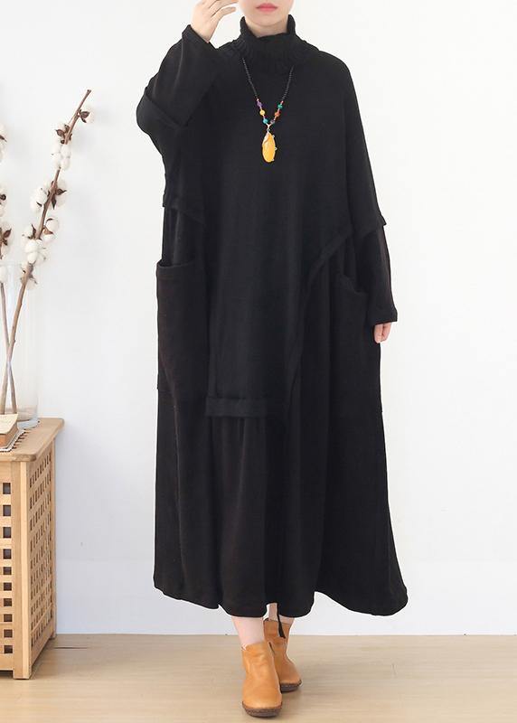 Christmas Black Sweater Dress Outfit Diy High Neck Largo Spring Knitwear