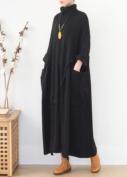 Christmas Black Sweater Dress Outfit Diy High Neck Largo Spring Knitwear