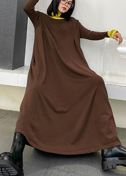 Christmas O Neck Extra Large Hem Sweater Dress Outfit Design Chocolate Hipster Sweater Dresses
