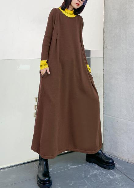 Christmas O Neck Extra Large Hem Sweater Dress Outfit Design Chocolate Hipster Sweater Dresses