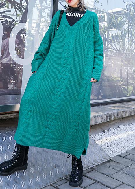 Christmas V Neck Sweater Fall Weather Quotes Blue Green Art Sweater Dress