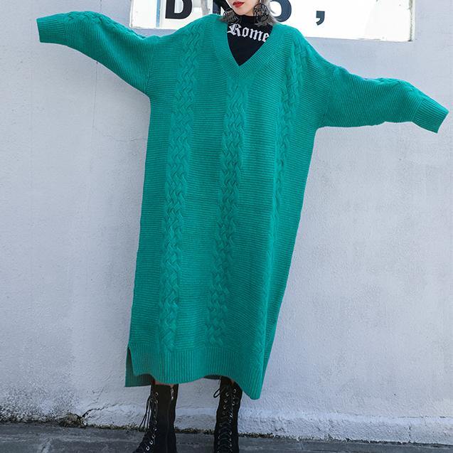 Christmas V Neck Sweater Fall Weather Quotes Blue Green Art Sweater Dress