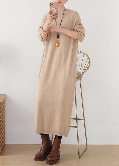 Christmas Warm Sweater O Neckweather Diy Nude Oversized Knit Dresses