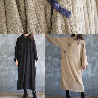 Chunky Black Sweater Weather Quotes Stand Collar Fuzzy Fall Knit Dresses