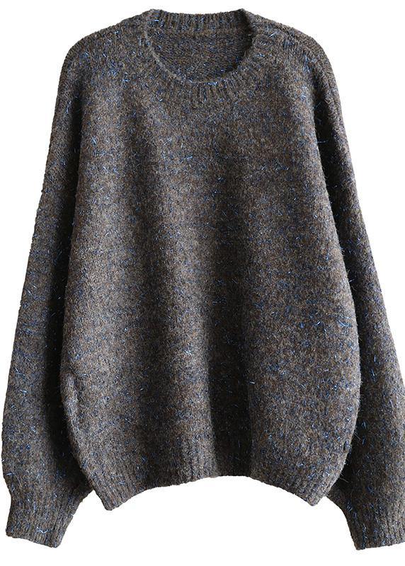 Chunky O Neck Army Green Sweaters Wild Knit Blouse