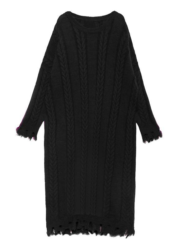 Chunky O Neck Tassel Sweater Dress Outfit Moda Purple Ugly Sweater Dresses