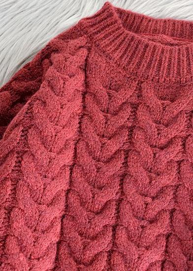 Chunky O Neck Thick Sweater Fall Wardrobes Classy Red Largo Knitted Dress