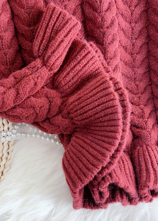 Chunky O Neck Thick Sweater Fall Wardrobes Classy Red Largo Knitted Dress