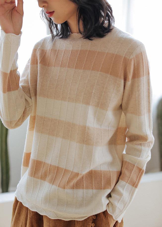 Chunky Striped Sweaters O Neck Long Sleeve Top